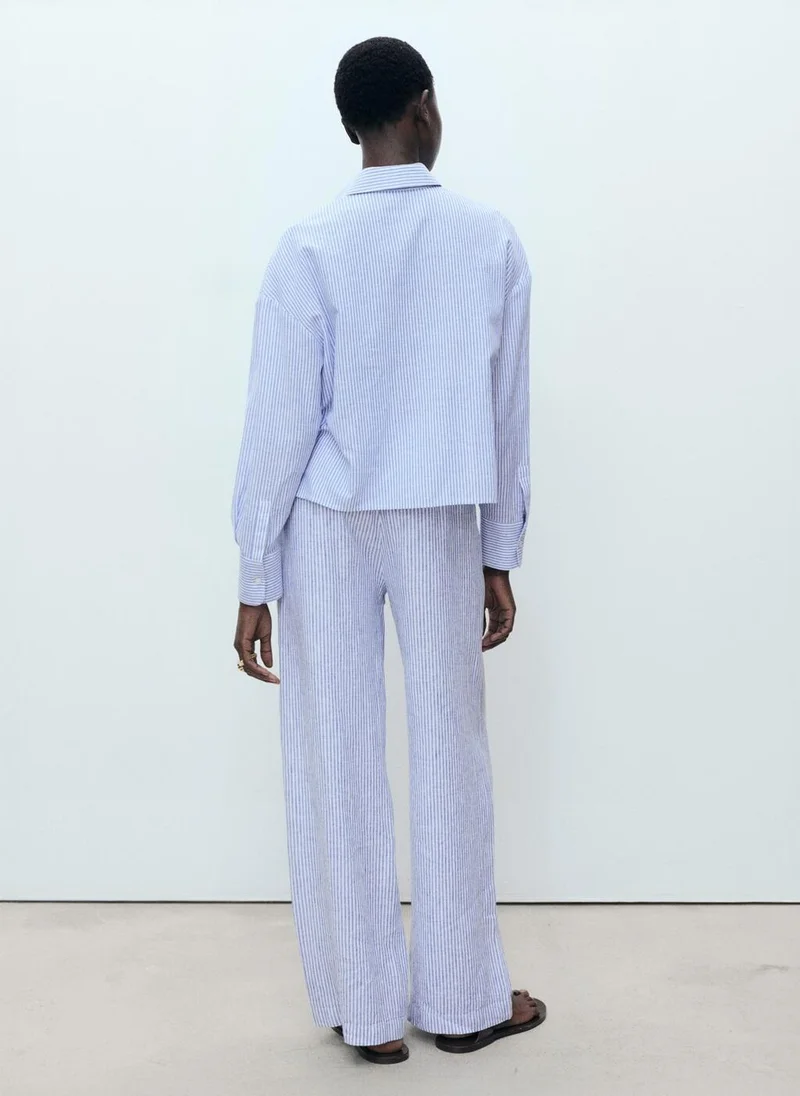 MANGO striped linen-blend pants